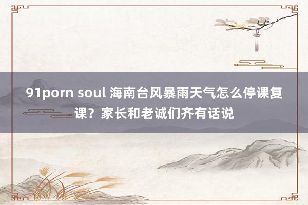 91porn soul 海南台风暴雨天气怎么停课复课？家长和老诚们齐有话说