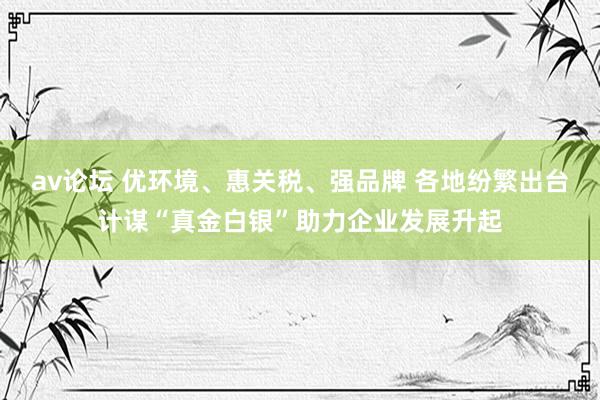 av论坛 优环境、惠关税、强品牌 各地纷繁出台计谋“真金白银”助力企业发展升起