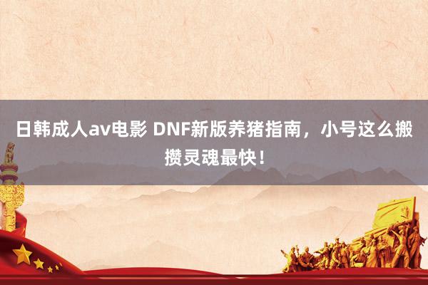 日韩成人av电影 DNF新版养猪指南，小号这么搬攒灵魂最快！