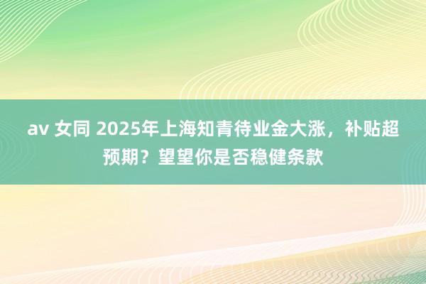 av 女同 2025年上海知青待业金大涨，补贴超预期？望望你是否稳健条款