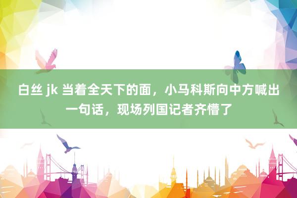 白丝 jk 当着全天下的面，小马科斯向中方喊出一句话，现场列国记者齐懵了