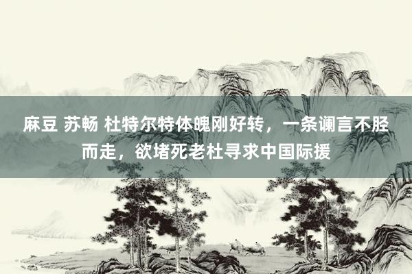 麻豆 苏畅 杜特尔特体魄刚好转，一条谰言不胫而走，欲堵死老杜寻求中国际援