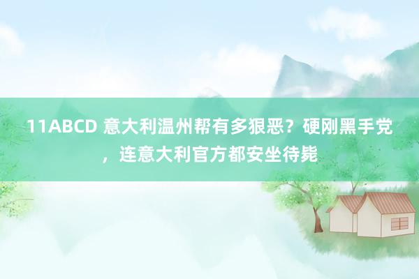 11ABCD 意大利温州帮有多狠恶？硬刚黑手党，连意大利官方都安坐待毙