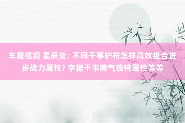车震视频 星辰变: 不同干事护符怎样高效组合进步战力属性? 字据干事脾气独特属性等等