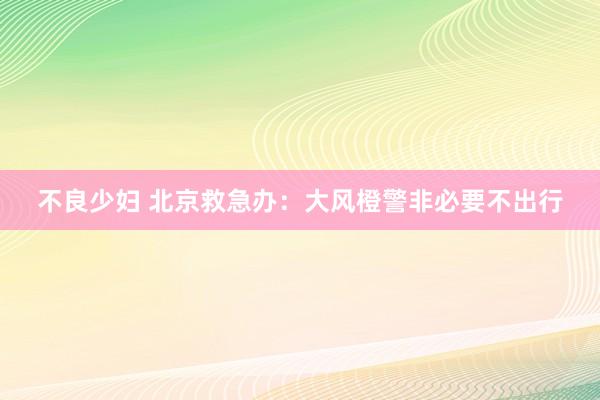 不良少妇 北京救急办：大风橙警非必要不出行
